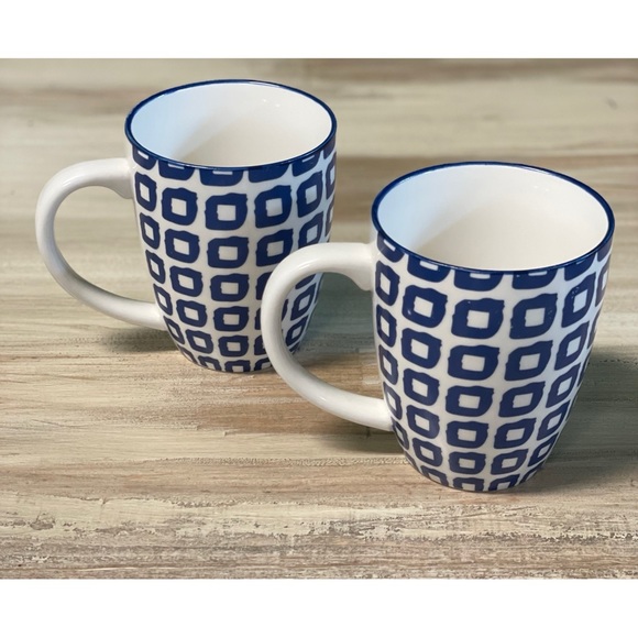 McLeland Design Coffee/Tea Glass Mugs Blue & White - Picture 1 of 4